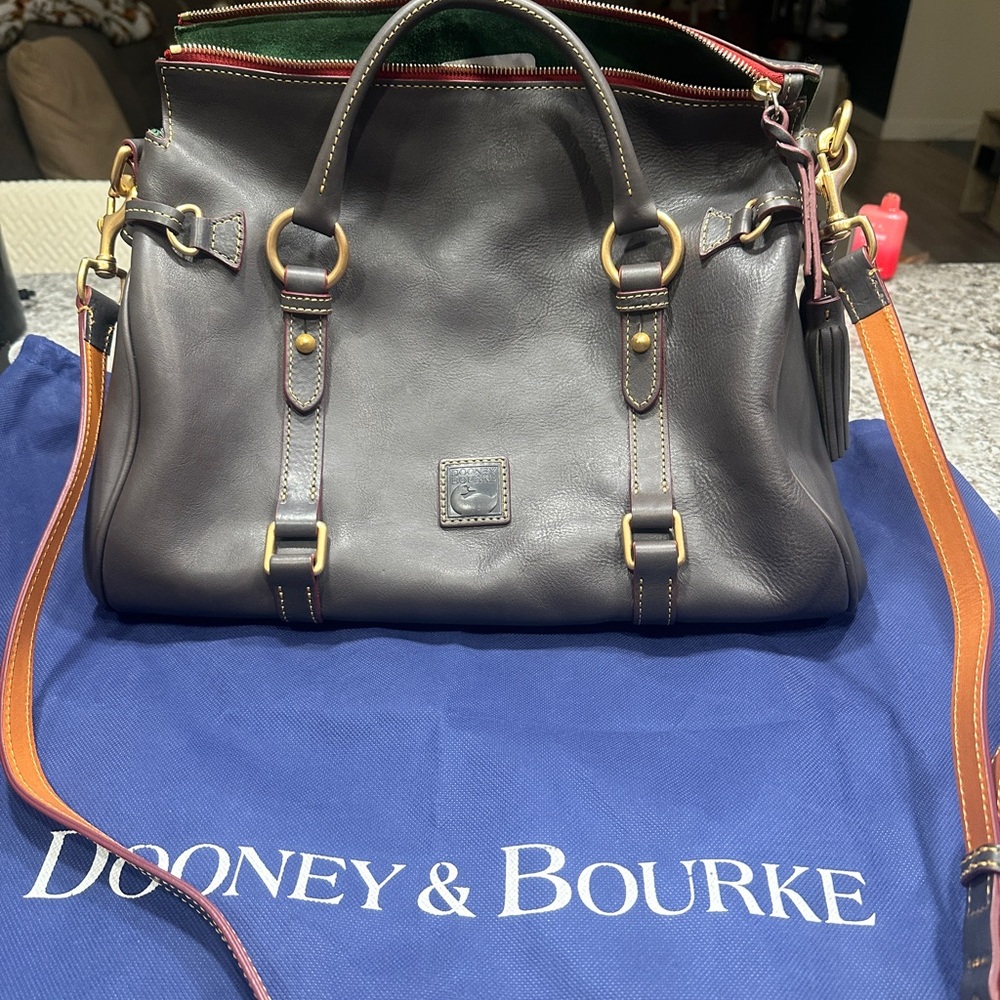 Dooney & Bourke  Florentine Satchel in Charcoal NWT - Picture 2 of 11